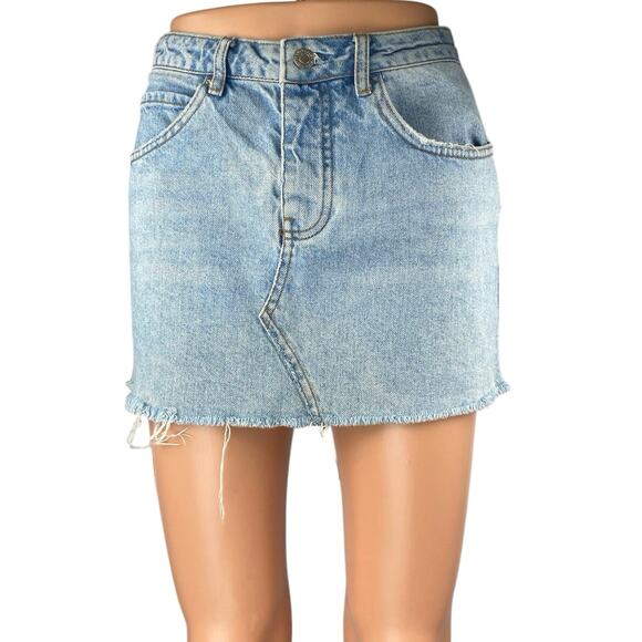 Sincerely Jules Dresses & Skirts - Sincerely Jules Blue High Waist Frayed Raw Hem Mini Pencil Denim Jeans Skirt XS